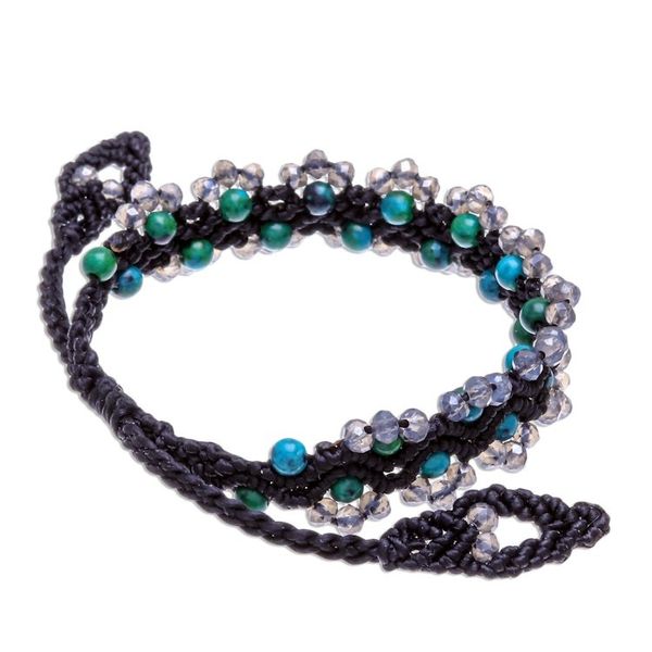 Alternate image for Serpentine Beaded Cord Bracelet with Sliding Knot Shiny Forest in Black