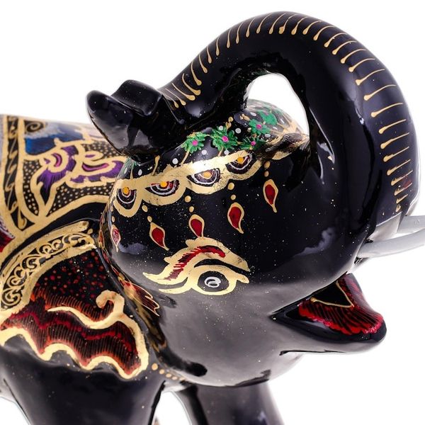 Alternate image for Gold-Accented Lacquerware Elephant Sculpture Royal Trumpeter
