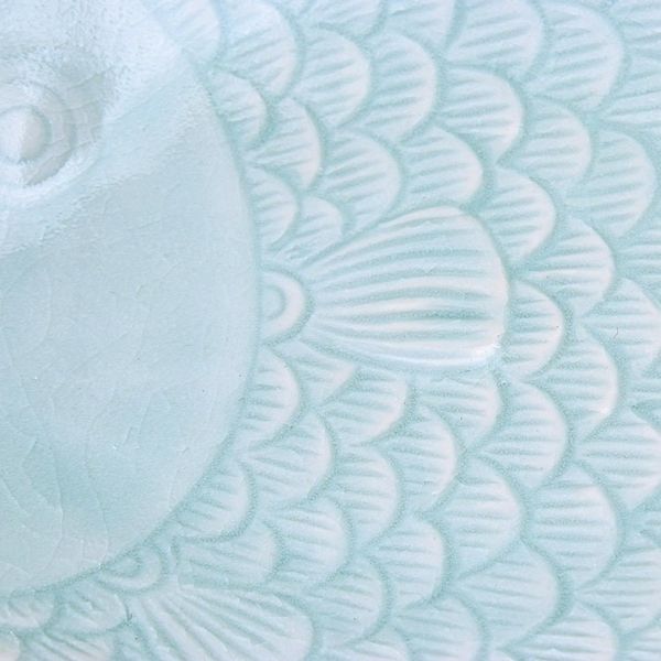 Alternate image for Aqua Celadon Ceramic Fish Serving Plate Mae Ping Fish in Aqua