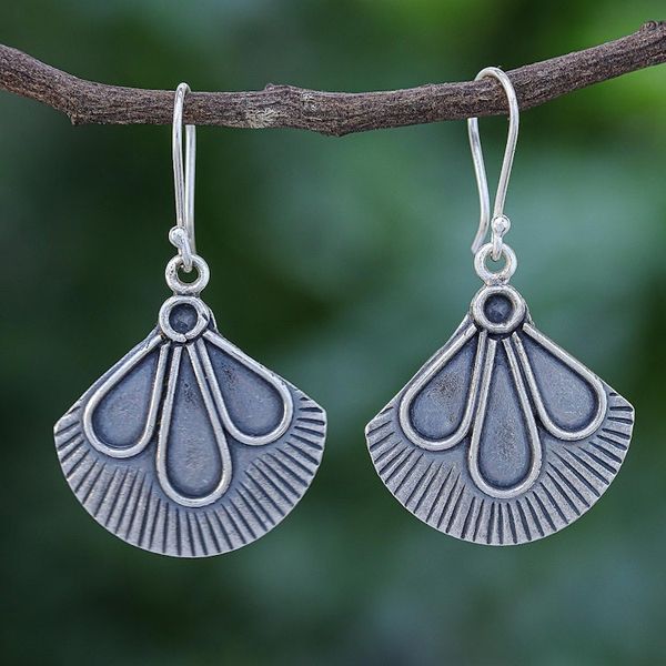 Alternate image for Hand Crafted Sterling Silver Dangle Earrings from Thailand Sunny in Silver