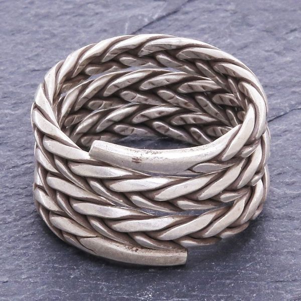 Alternate image for Artisan Crafted Sterling Silver Band Ring Weave and Spin