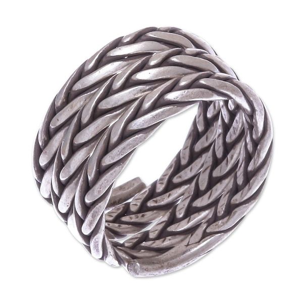 Alternate image for Artisan Crafted Sterling Silver Band Ring Weave and Spin