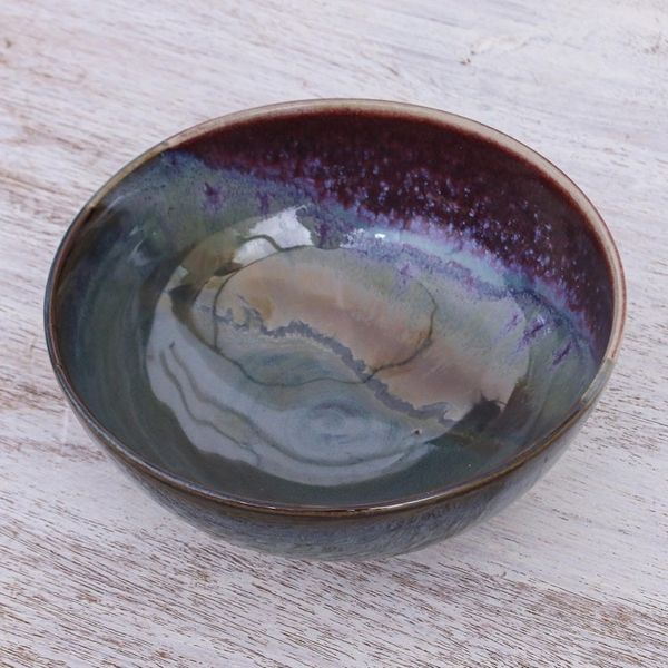 Alternate image for Thai Blue and Red Ceramic Cereal Bowl Happy Harvest