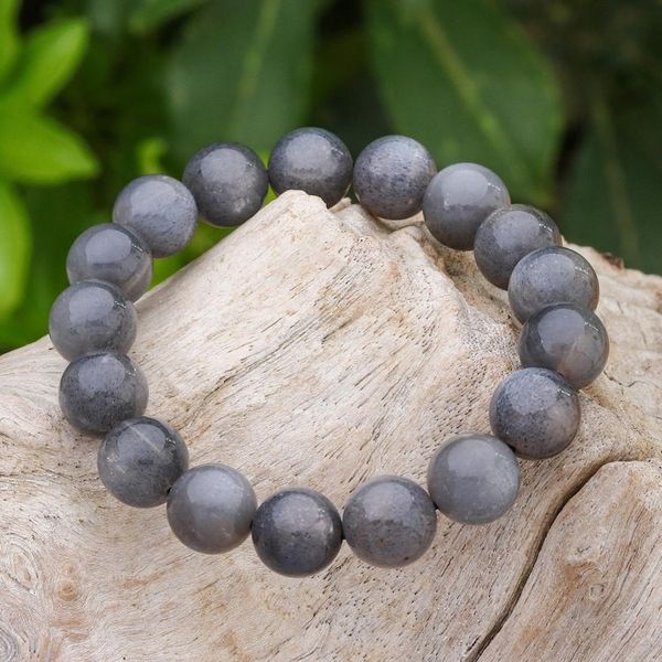 Alternate image for Handmade Moonstone Beaded Stretch Bracelet Grey Sugar Pill