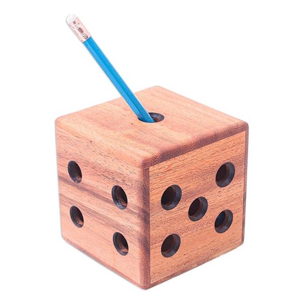 Alternate image for Hand Carved Raintree Wood Pen Holder from Thailand Creative Die