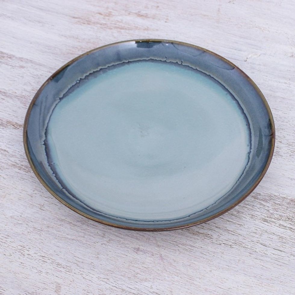 Handcrafted Blue Ceramic Dinner Plate 'Blue Crush'