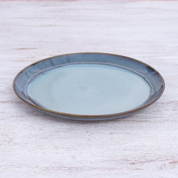 Alternate image for Handcrafted Blue Ceramic Dinner Plate Blue Crush