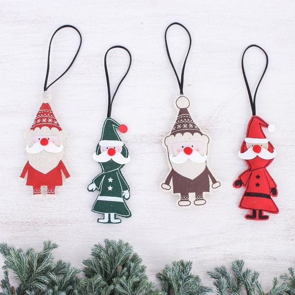 Alternate image for Cotton and Paper Santa Ornaments Set of 4 Santa Claus is Coming