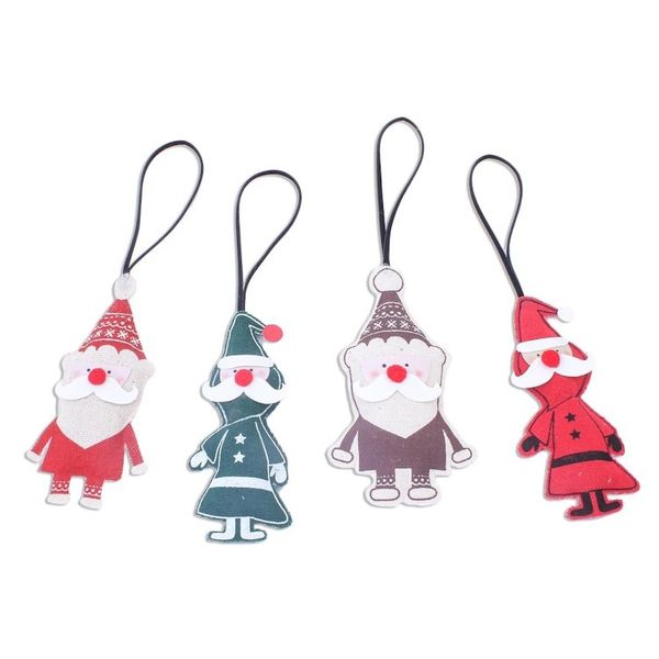 Alternate image for Cotton and Paper Santa Ornaments Set of 4 Santa Claus is Coming