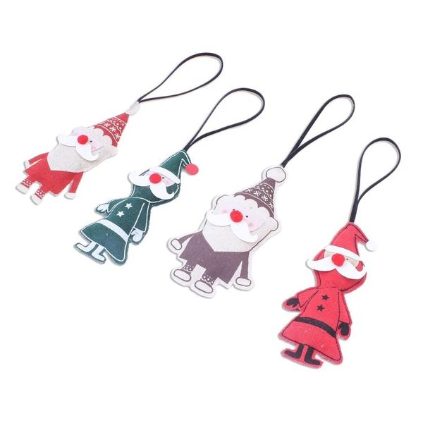 Alternate image for Cotton and Paper Santa Ornaments Set of 4 Santa Claus is Coming