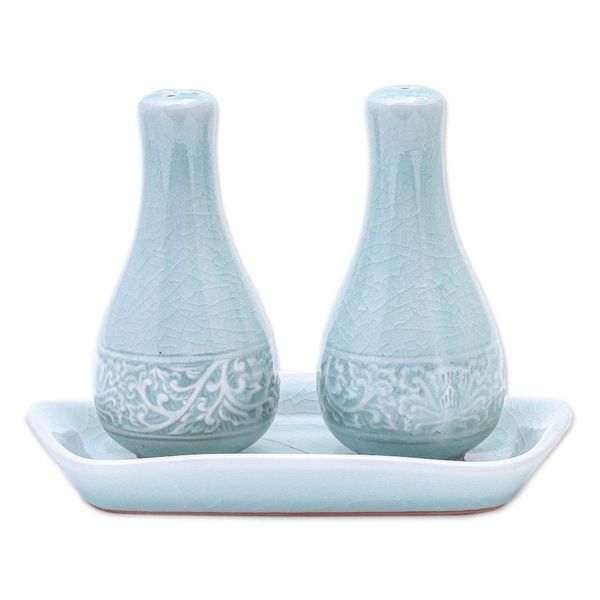 Alternate image for Aqua Celadon Salt and Pepper Set Thai Spring