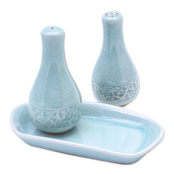 Alternate image for Aqua Celadon Salt and Pepper Set Thai Spring
