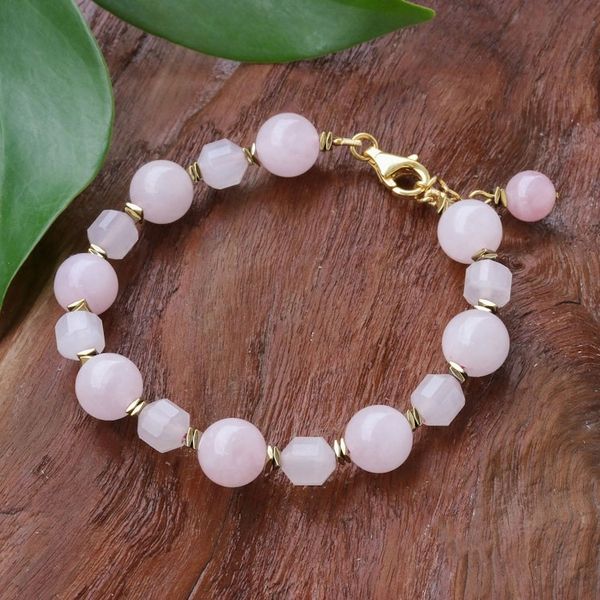 Alternate image for Handcrafted Rose Quartz Bracelet with Hematite Blushing