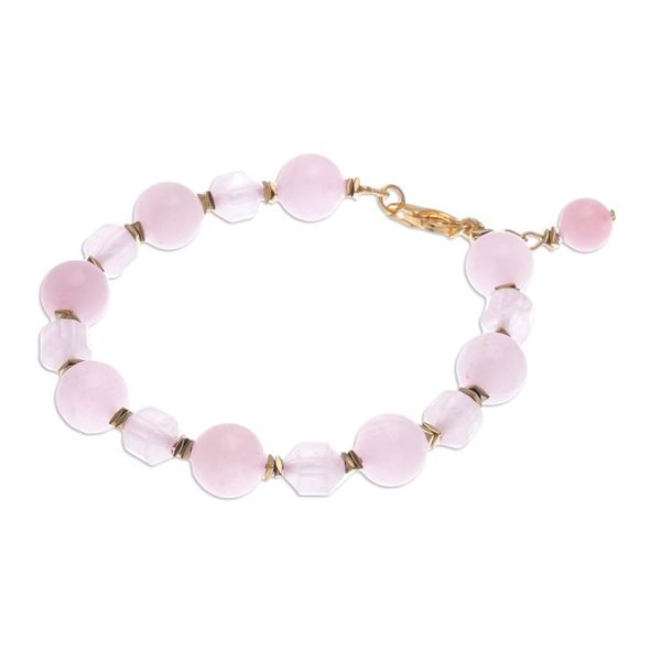Alternate image for Handcrafted Rose Quartz Bracelet with Hematite Blushing