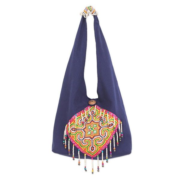 Alternate image for Hmong-Style Cross Stitch Cotton Shoulder Bag Summer Vacation