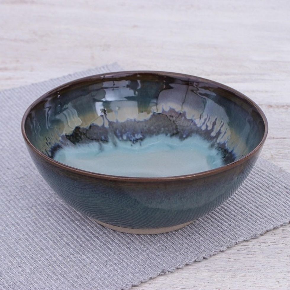 Handmade Blue Ceramic Soup Bowl 'Blue Crush'
