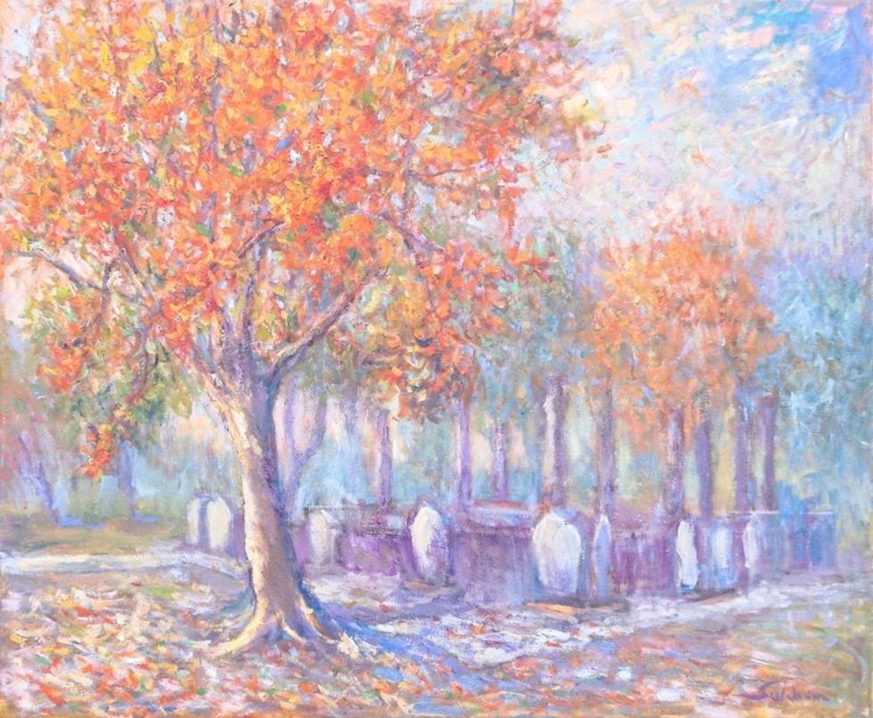 Oil Landscape Painting on Stretched Canvas 'Flame of the Forest'