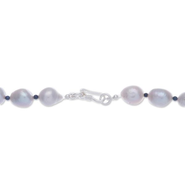 Alternate image for Cultured Freshwater Pearl and Lapis Lazuli Beaded Necklace Sea Journey in Blue