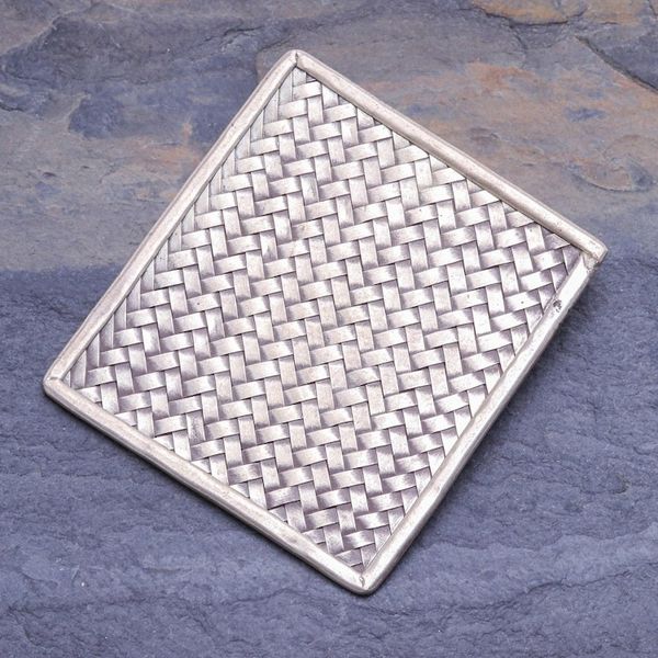 Alternate image for 950 Silver Charm Pendant Depicting Traditional Woven Mat Weave Charm