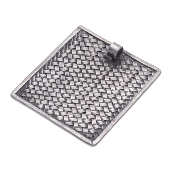 Alternate image for 950 Silver Charm Pendant Depicting Traditional Woven Mat Weave Charm