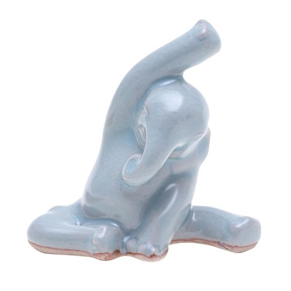 Alternate image for Hand Crafted Ceramic Elephant Yoga-Themed Figurine Head to Knee