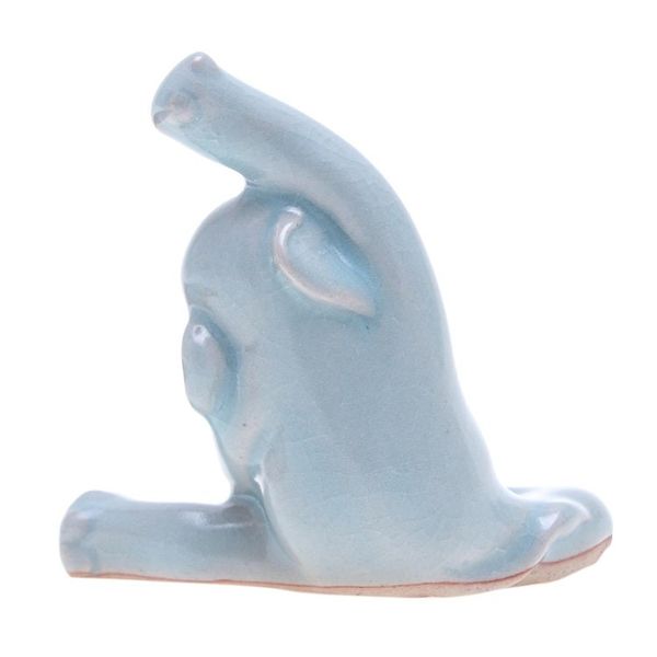 Alternate image for Hand Crafted Ceramic Elephant Yoga-Themed Figurine Head to Knee