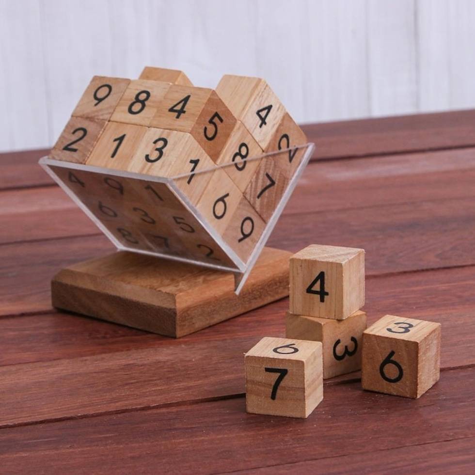 Hand Made Raintree Wood Sudoku Game from Thailand 'Sudoku Fun'