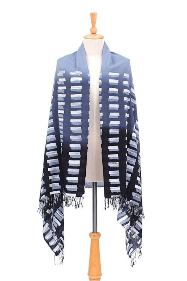 Alternate image for Hand-Dyed Batik Cotton Blend Shawl Azure Love