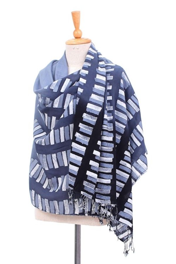 Alternate image for Hand-Dyed Batik Cotton Blend Shawl Azure Love