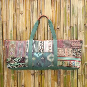 Image for Leather Accented Cotton Blend Yoga Mat Bag 'Nature Fit'