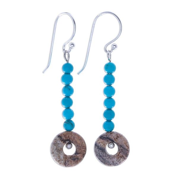 Alternate image for Handmade Jasper and Sterling Silver Dangle Earrings Winter Sunset