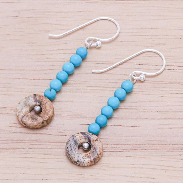 Alternate image for Handmade Jasper and Sterling Silver Dangle Earrings Winter Sunset