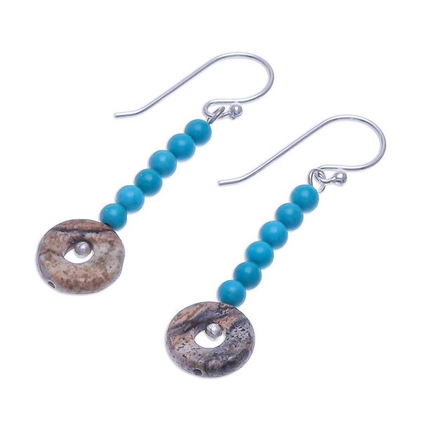 Alternate image for Handmade Jasper and Sterling Silver Dangle Earrings Winter Sunset