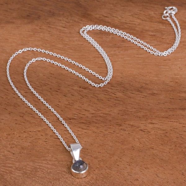 Alternate image for Labradorite and Sterling Silver Pendant Necklace Little Moon