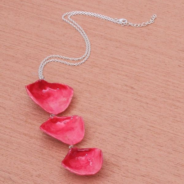 Alternate image for Red Natural Rose Petal Necklace from Thailand Pretty Red Petals