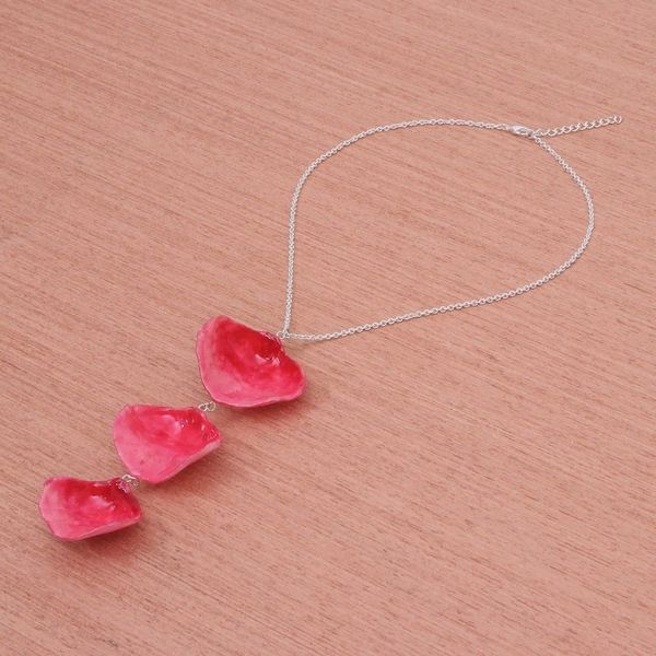 Alternate image for Red Natural Rose Petal Necklace from Thailand Pretty Red Petals