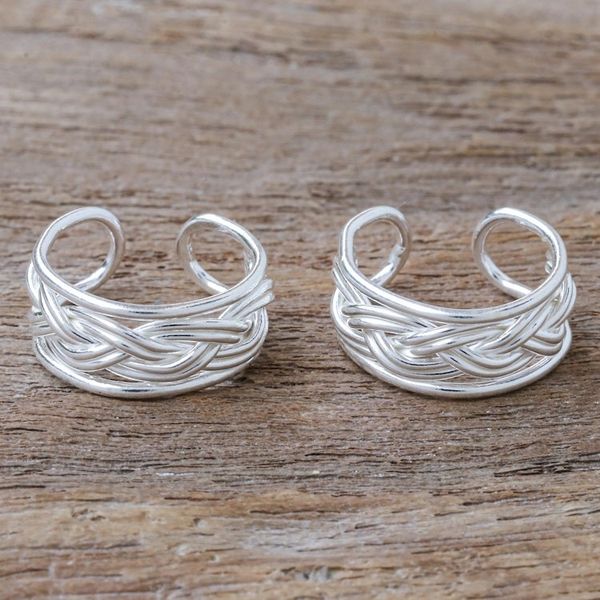 Alternate image for Woven Sterling Silver Ear Cuffs Undertow