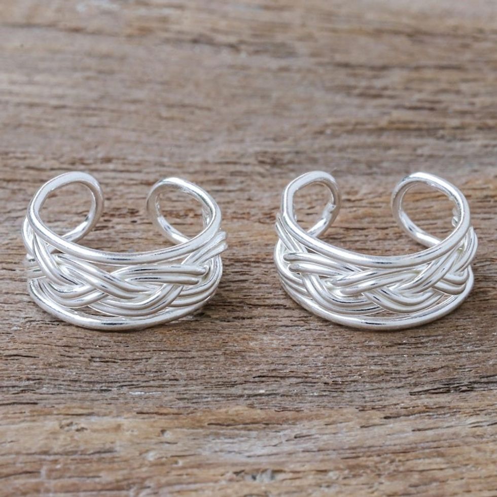 Woven Sterling Silver Ear Cuffs 'Undertow'