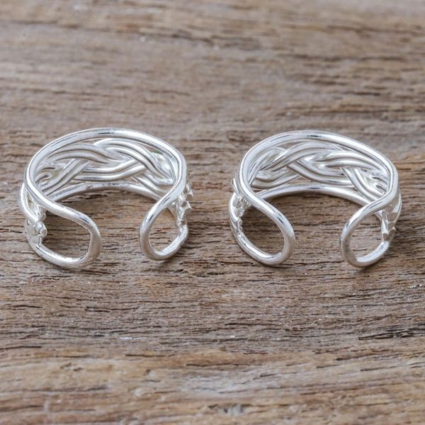 Alternate image for Woven Sterling Silver Ear Cuffs Undertow