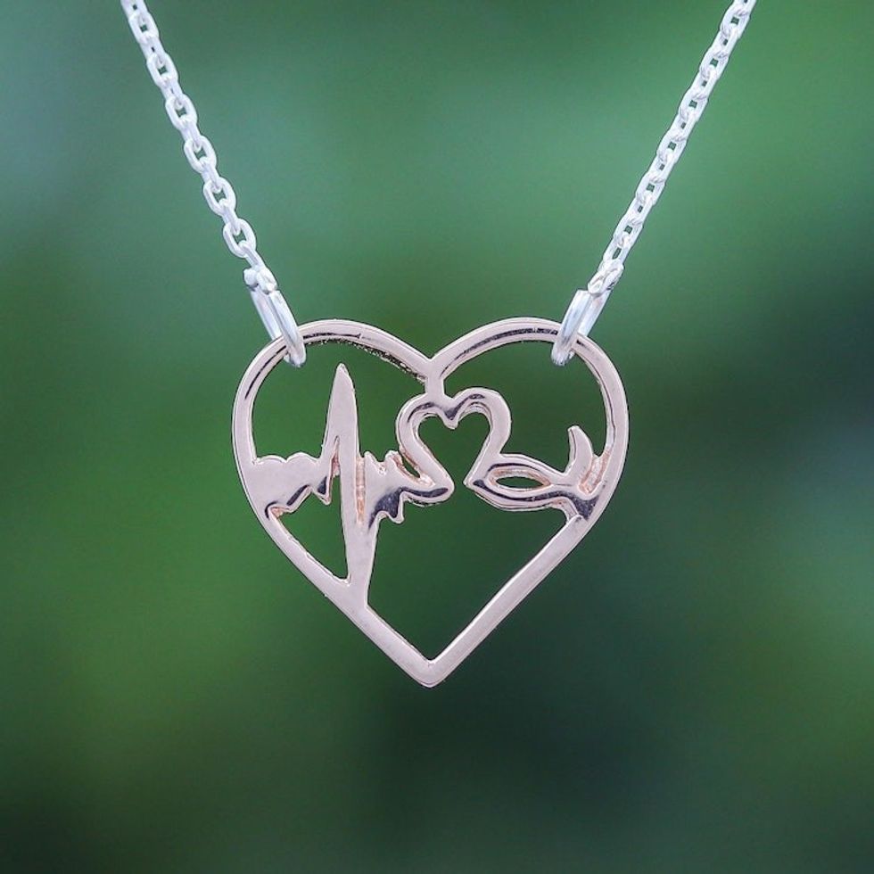 Heartbeat Theme Pendant Necklace 'Be Still My Heart'