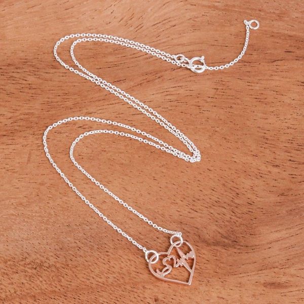 Alternate image for Heartbeat Theme Pendant Necklace Be Still My Heart