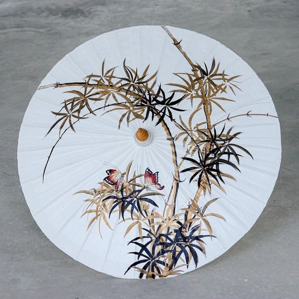 Alternate image for Hand-Painted Decorative Cotton Parasol from Thailand Waving in the Wind