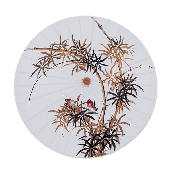 Alternate image for Hand-Painted Decorative Cotton Parasol from Thailand Waving in the Wind