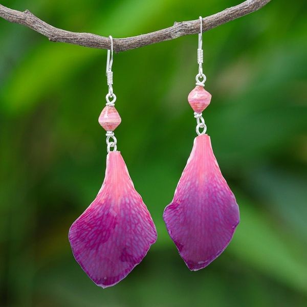 Alternate image for Fuchsia Orchid Petal Earrings Forever Orchid in Fuchsia