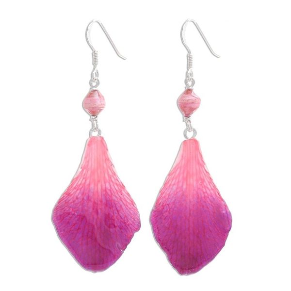 Alternate image for Fuchsia Orchid Petal Earrings Forever Orchid in Fuchsia