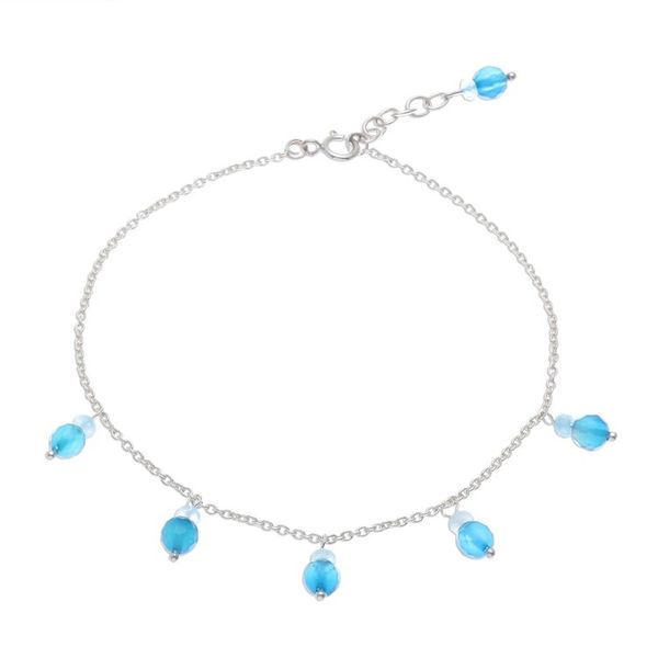 Alternate image for Blue Quartz Charm Anklet from Thailand Azure Charm