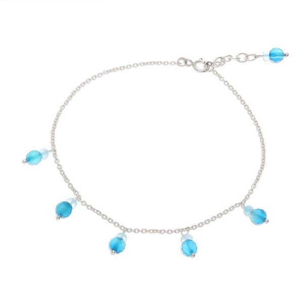 Alternate image for Blue Quartz Charm Anklet from Thailand Azure Charm