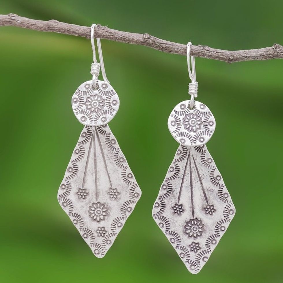 Karen Hill Tribe Style Sterling Silver Earrings 'Karen Arrow'