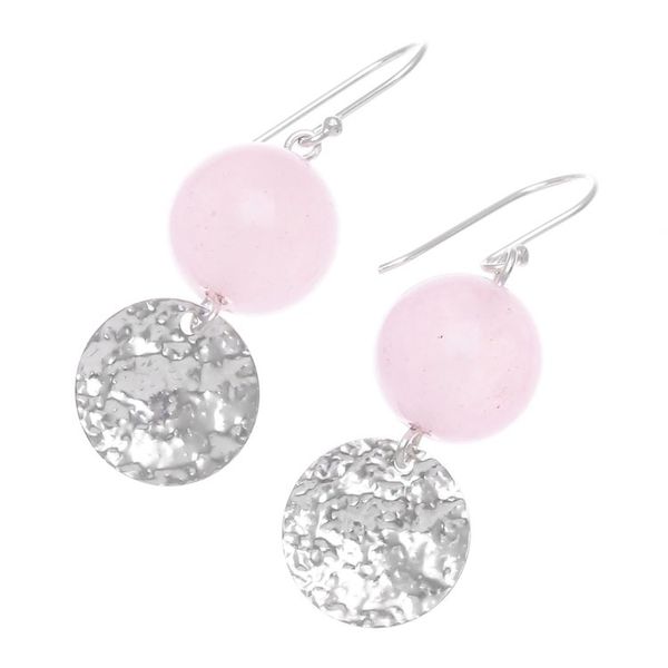 Alternate image for Hand Crafted Rose Quartz and Sterling Silver Dangle Earrings Shining Moon in Pink