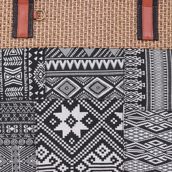 Alternate image for Leather-Accented Patchwork Tote Bag Chill Night in Black